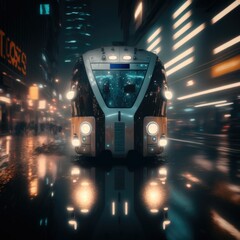 Wall Mural - Futuristic public transport, vehicles with the new propulsion system ,made with Generative AI