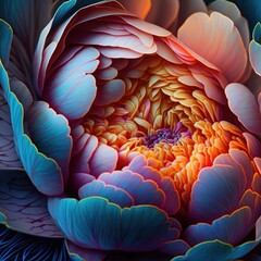 Wall Mural - Magnificent macro shot of a fully blown flower, colorful petals ,made with Generative AI