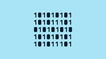 Sticker - Blue Binary code icon isolated on blue background. 4K Video motion graphic animation