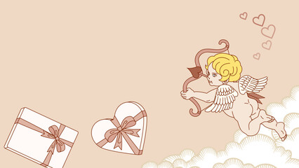 Wall Mural - Valentine's Day design template - Cupid and giftbox