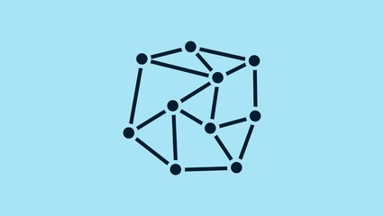 Poster - Blue Neural network icon isolated on blue background. Artificial Intelligence. 4K Video motion graphic animation