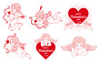 Valentine's day cupid design element set - Red and pink color
