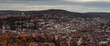 Beautiful panorama of the autumn big city view from above. Banner