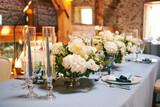 Fototapeta Kawa jest smaczna - Aesthetic decoration of wedding venue, white and blue colors