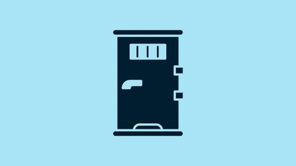 Sticker - Blue Prison cell door with grill window icon isolated on blue background. 4K Video motion graphic animation