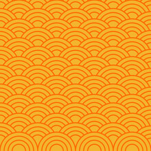 Orange Japanese Wave Pattern Background.