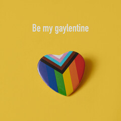 Sticker - progress pride flag and text be my gaylentine