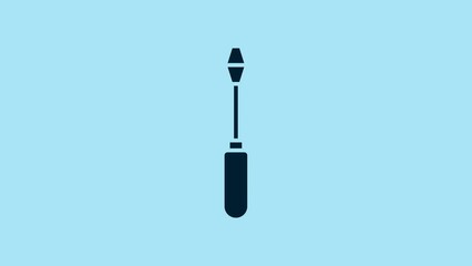 Sticker - Blue Screwdriver icon isolated on blue background. Service tool symbol. 4K Video motion graphic animation