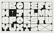 Modern Latin alphabet . Simple square letters of rough shapes. English font of linear capital, very thick letters with a thin stroke. Ultra bold font in modern brutal style.