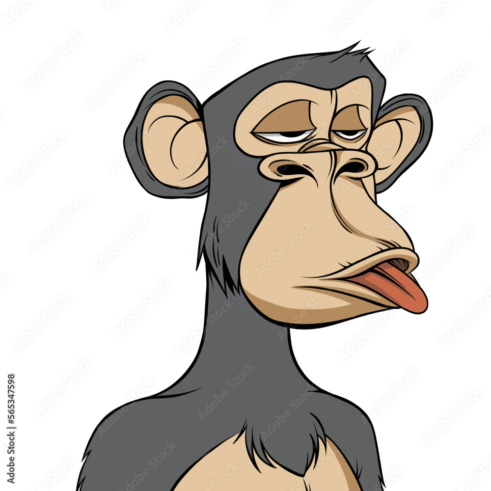 NFT Monkey stick out tongue 素材庫向量圖| Adobe Stock