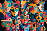 Fototapeta  - Colorful abstract face collage. Generative AI.
