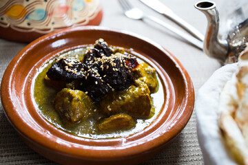 Wall Mural - Chicken tajin with vegetables cooked Moroccan style.