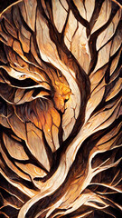 Wall Mural - lion wood painting fluff texture illustration Generative AI Content by Midjourney