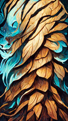 Wall Mural - lion wood painting fluff texture illustration Generative AI Content by Midjourney