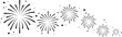 © Tally 18 - Set of firework icons.Fireworks with stars and sparks isolated on white background.Firework simple black line icons.
