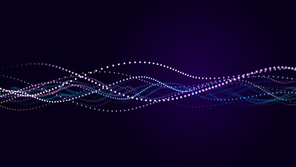 Fototapete - Abstract bright wave. The flow of musical sounds. 3D rendering.