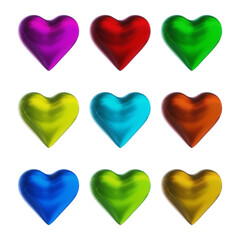 Poster - Set of heart icons or love symbol shapes in 3d rendering
