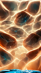 Poster - Fire red water ripple environment particle renderings illustration Generative AI Content by Midjourney