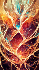 Poster - Fire red water ripple environment particle renderings illustration Generative AI Content by Midjourney