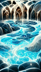 Poster - Water ripple environment particle effect map illustration Generative AI Content by Midjourney