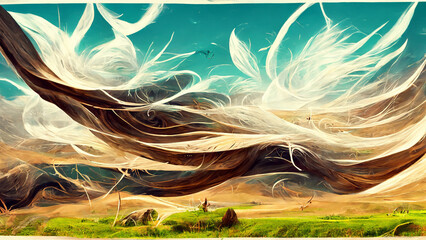 Poster - Wind magic concept design renderings illustration Generative AI Content by Midjourney