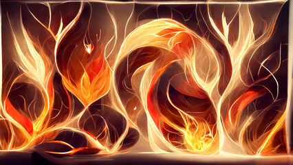 Poster - flame particle entanglement design concept illustration Generative AI Content by Midjourney