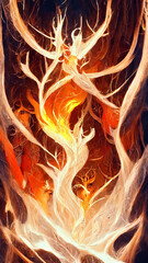Poster - Design concept drawing of flame sprite winding illustration Generative AI Content by Midjourney