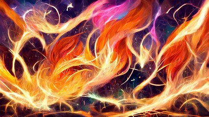 Poster - flame particle entanglement design concept illustration Generative AI Content by Midjourney