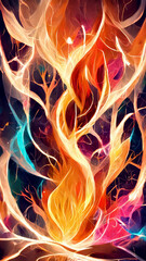 Poster - flame particle entanglement design concept illustration Generative AI Content by Midjourney