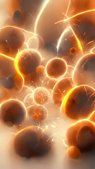 Poster - Particle cell photosphere stacking background image illustration Generative AI Content by Midjourney