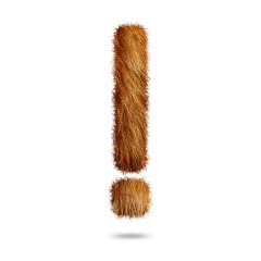 Poster - exclamation mark symbol or icon design with brown fur texture