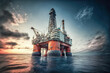 Ölplattform Bohrturm der Schwerölindustrie in der Nordsee Drilling Rig Generative AI Digital Art Illustration