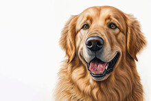 Golden Retriever Dog Portrait Isolated On White Background Colourised Sketch Generative AI