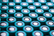 Close-up of 18650 lithium cells arranged in order, perfect for EV manufacturers, electronics designers, and battery researchers