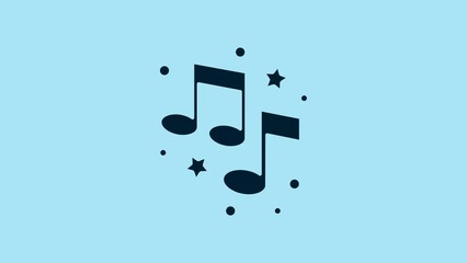 Sticker - Blue Music note, tone icon isolated on blue background. 4K Video motion graphic animation