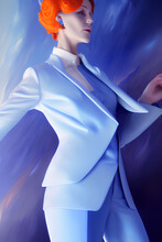 Mannequin Wearing Light Blue Business Suit. Concept Art For Fashion Design. Generative AI