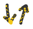 Grey arrows with yellow spots point up and down. Elements for web design template- picture PNG. Set of gray-yellow elements.