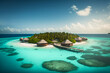 Maldives islands water bungalow and blue ocean lagoon 