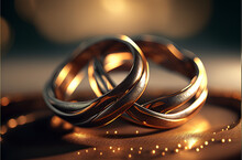 Anillos De Oro De Matrimonio Boda - Wedding Marriage Gold Wedding Rings - Generative AI