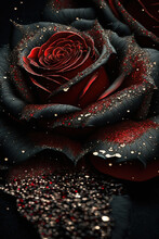 Black And Red Rose. Abstract Dark Floral Design For Prints, Postcards Or Wallpaper. AI
