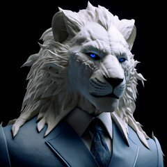 White Lion wearing a business suit, Generative AI