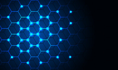 Leinwandbilder - Abstract blue technology futuristic hexagon geometric design modern background vector