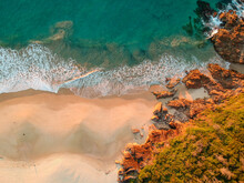 Box Beach View From A Drone At Sunrise, Tomaree National Park, Australia