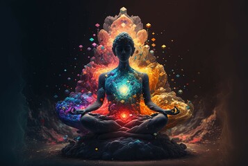 meditating person. generative ai, non-existent person.