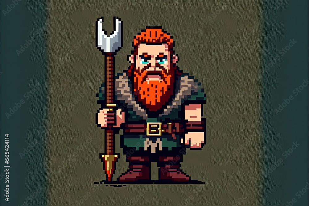 Pixel art viking character for RPG game, character in retro style for 8 ...
