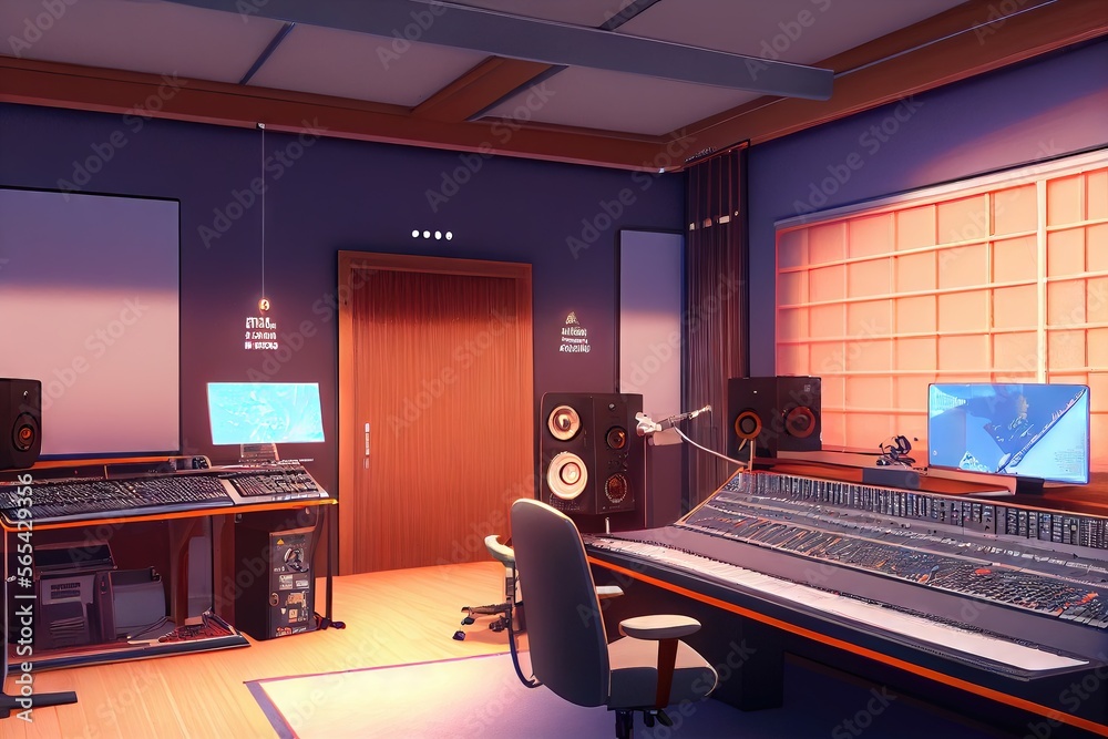 Ilustración de Stock Interior of a professional recording studio ...