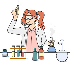 Wall Mural - female scientist do experiments in lab