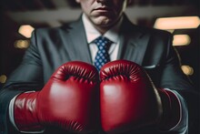 Detail Businessmans Hands In Red Boxing Gloves Photo Taken By Canon Photo Taken By Fuji Photo Taken By Kodak Incredibly Detailed Sharpen Details Professional Lighting Film Lighting 35mm Anamorphic 