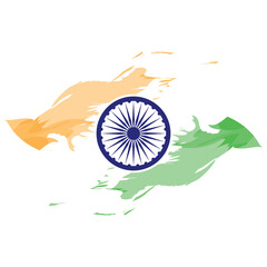 Wall Mural - Indian flag brush stroke tricolor with Ashok chakra vector illustration eps