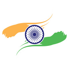 Wall Mural - Indian flag brush stroke tricolor with Ashok chakra vector illustration eps